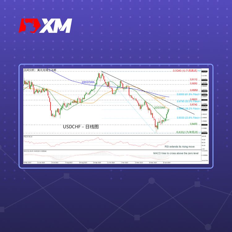 XM官网:技術分析 – USDCHF自九年低点强劲上升